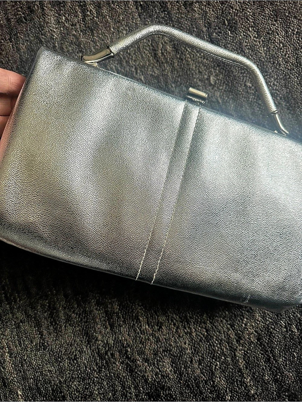 Vintage 1950s Harry Levine (HL U.S.A.) Metallic Silver Evening Clutch